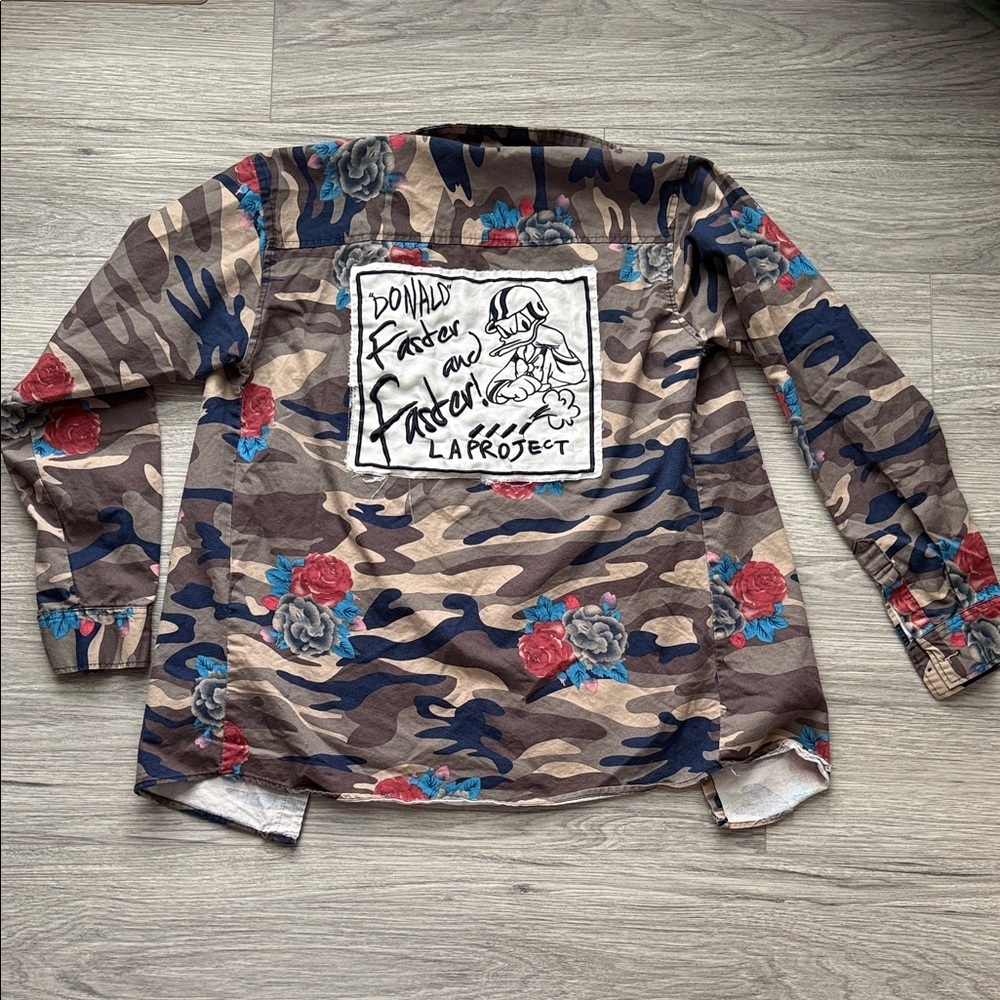 Donald Duck Camouflage Floral Button Down Shirt